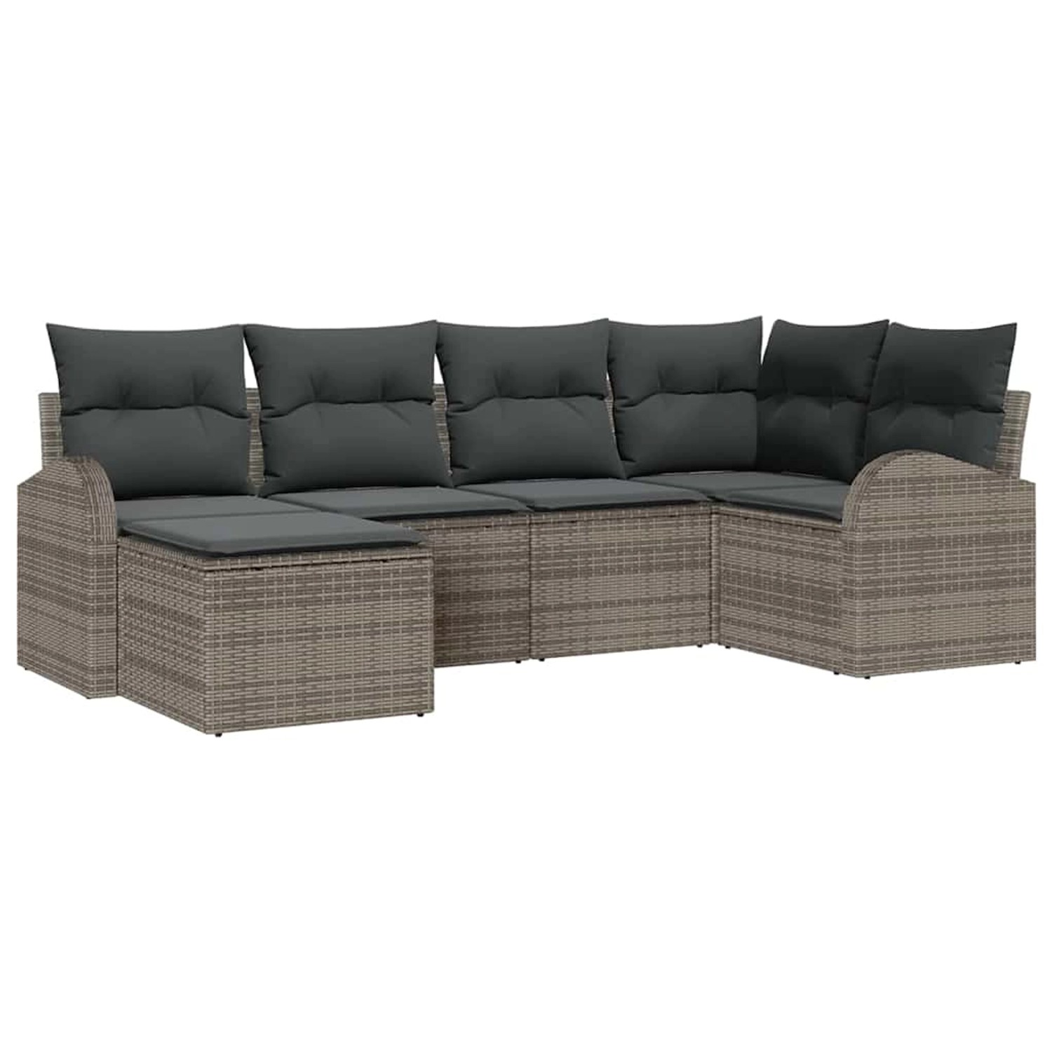 vidaXL Garten-Sofa-Set mit Kissen 6-Tlg Grau Poly Rattan 3354778 günstig online kaufen