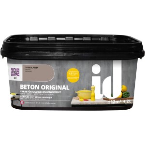id Wandfarbe Beton Original Mailand, 2 Liter Gebinde für kreative Wandgestaltung mit Betoneffekt.