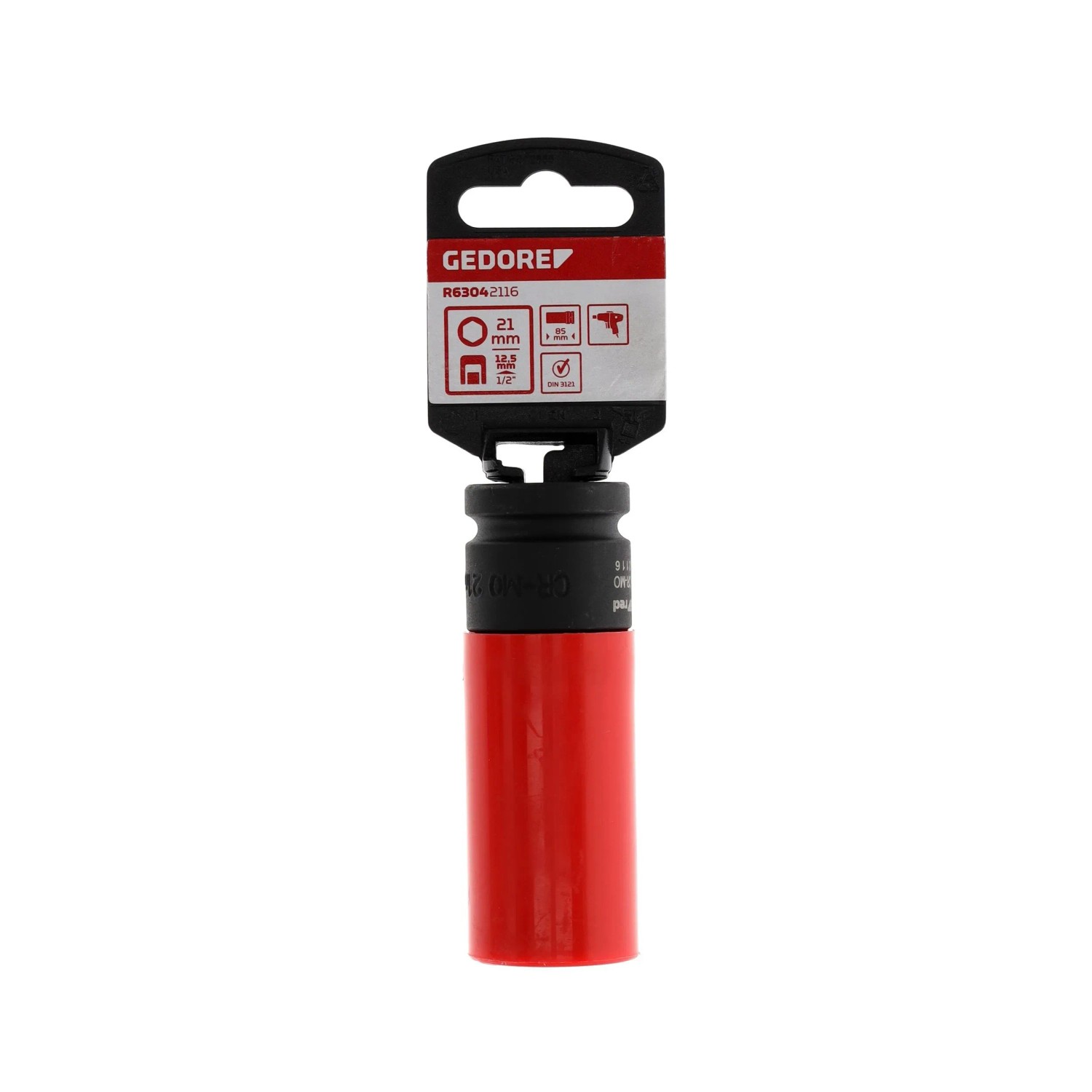 Gedore Kraftschraubereinsatz R63042116, 21 mm, mit roter Schonhülse für Alufelgen.