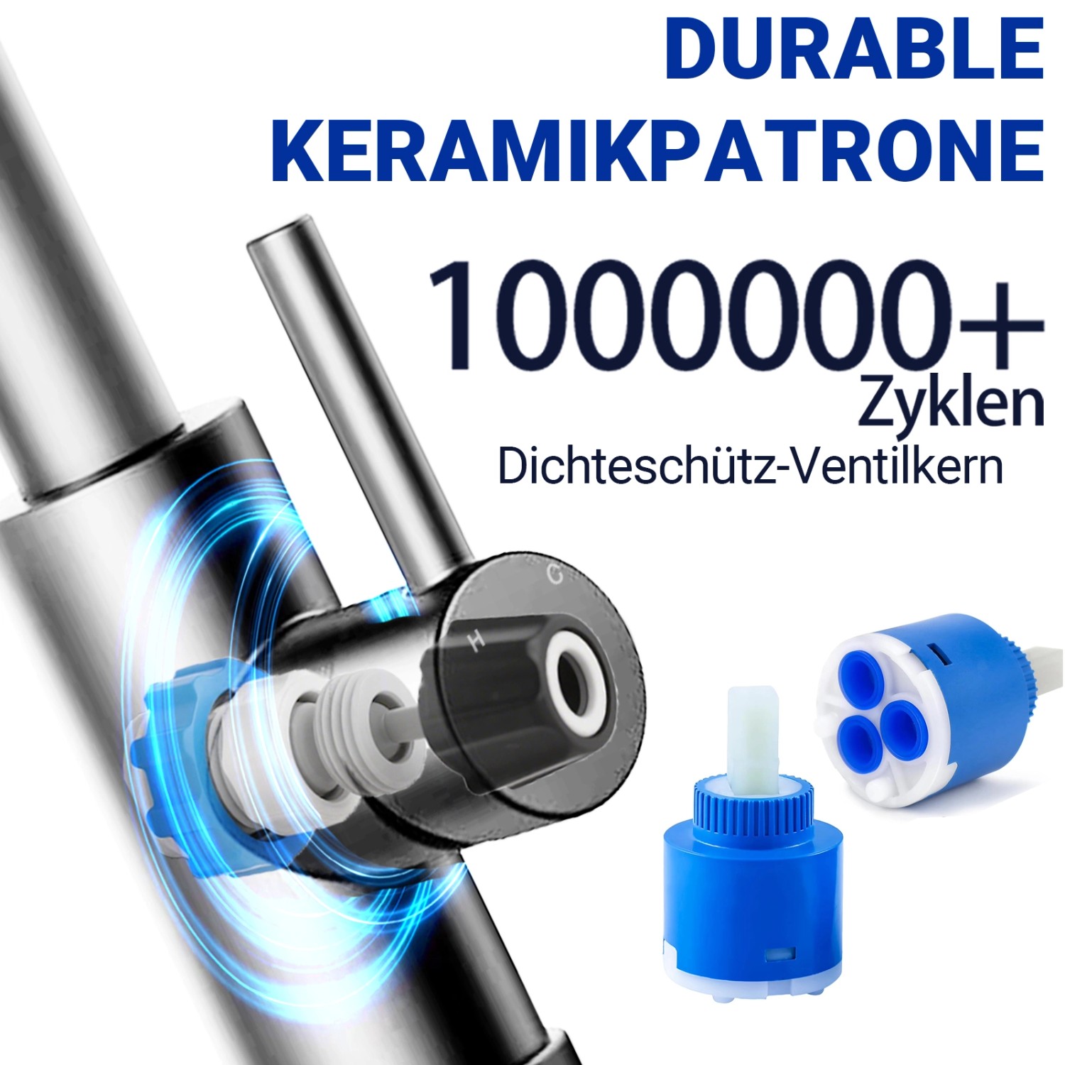 AICA Säulenbrause-Wasserhahn Silber Zwei Wasserauslassmodi Küche Mischbatterie Ausziehbar 360° Drehbar Einhand-Spültischarmatur Bad Küchenarmatur_7