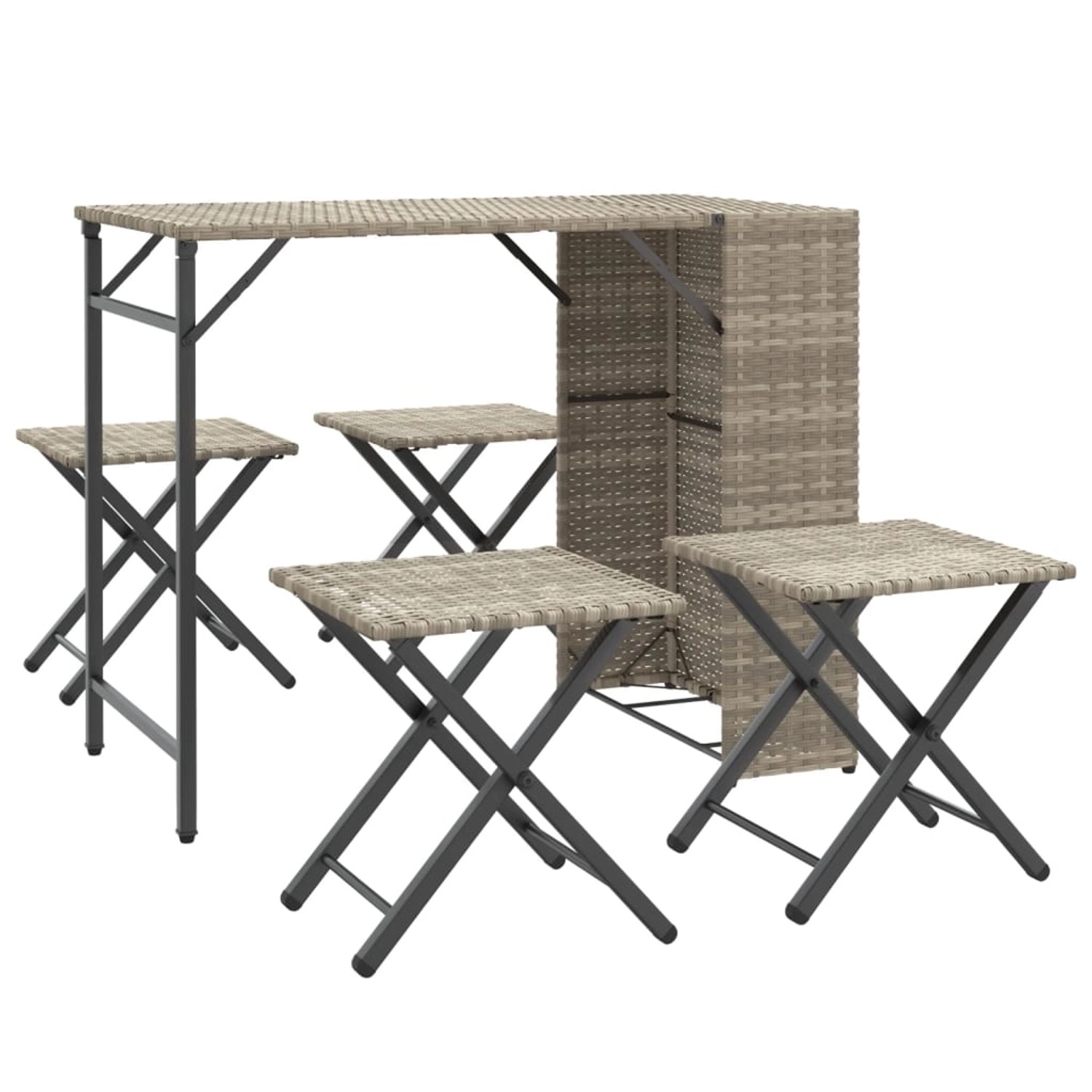 vidaXL 5-Tlg Garten-Essgruppe Klappbar Hellgrau Poly Rattan 365948 günstig online kaufen