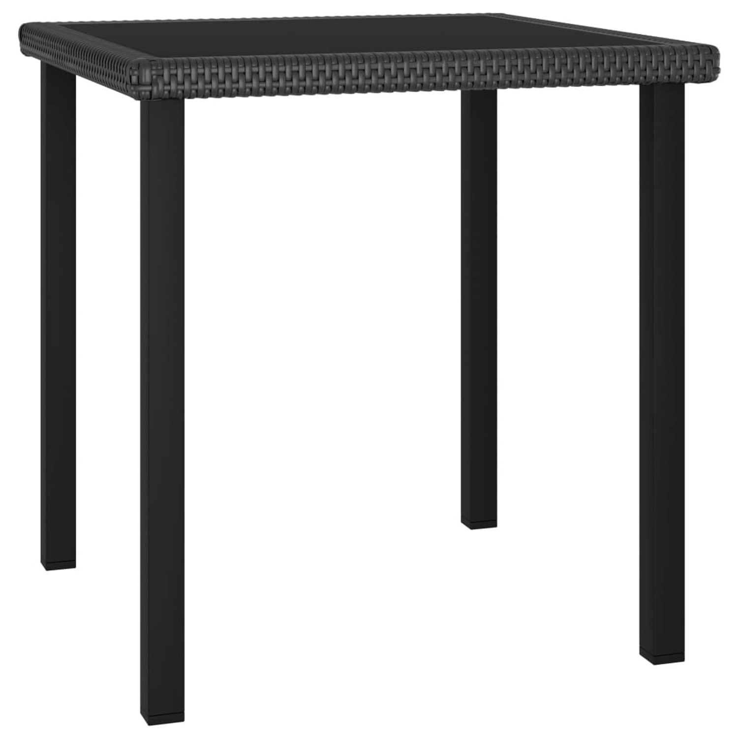 vidaXL Garten-Esstisch Schwarz 70x70x73 cm Poly Rattan 315114