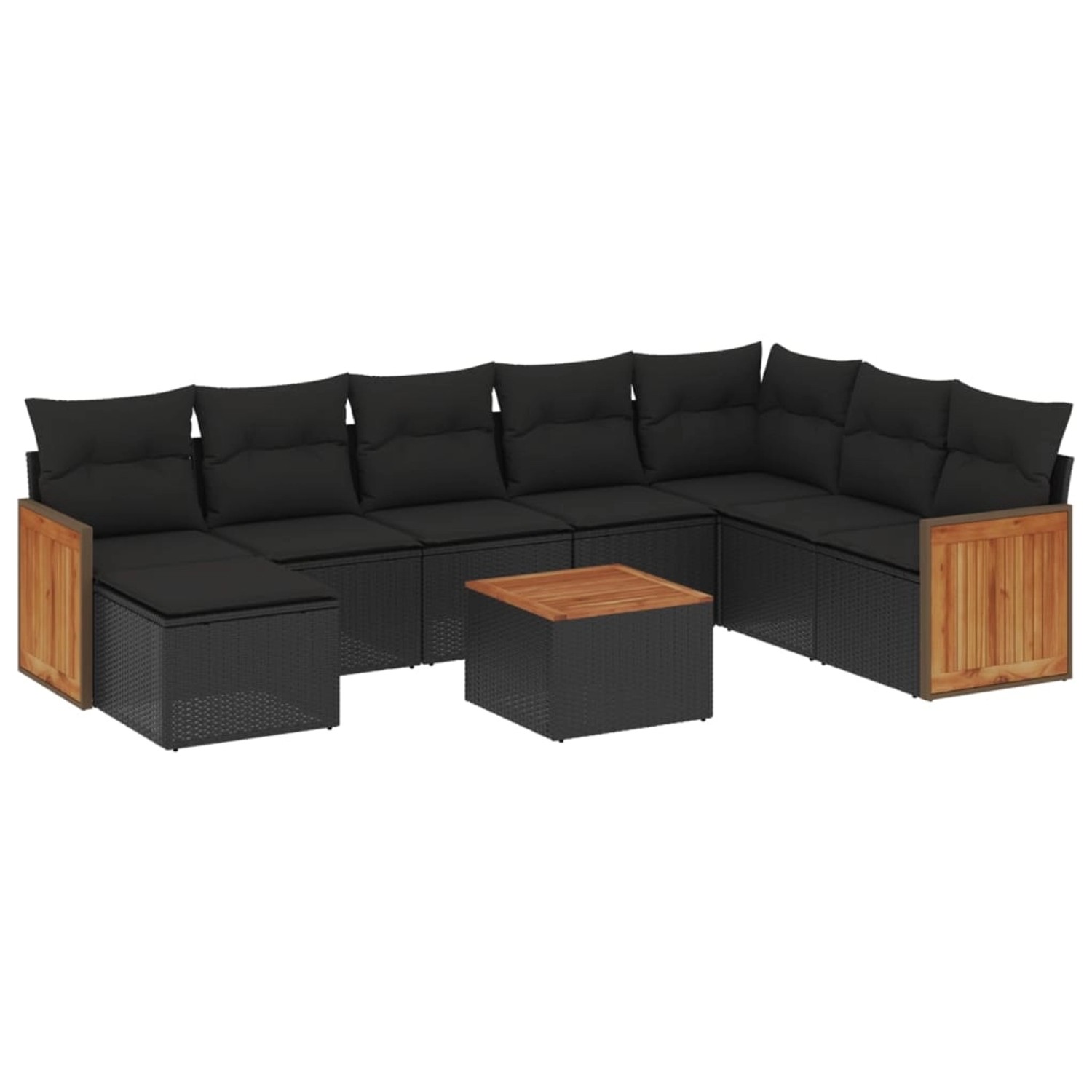 vidaXL 9-Tlg Garten-Sofagarnitur mit Kissen Schwarz Poly Rattan 3227931 günstig online kaufen