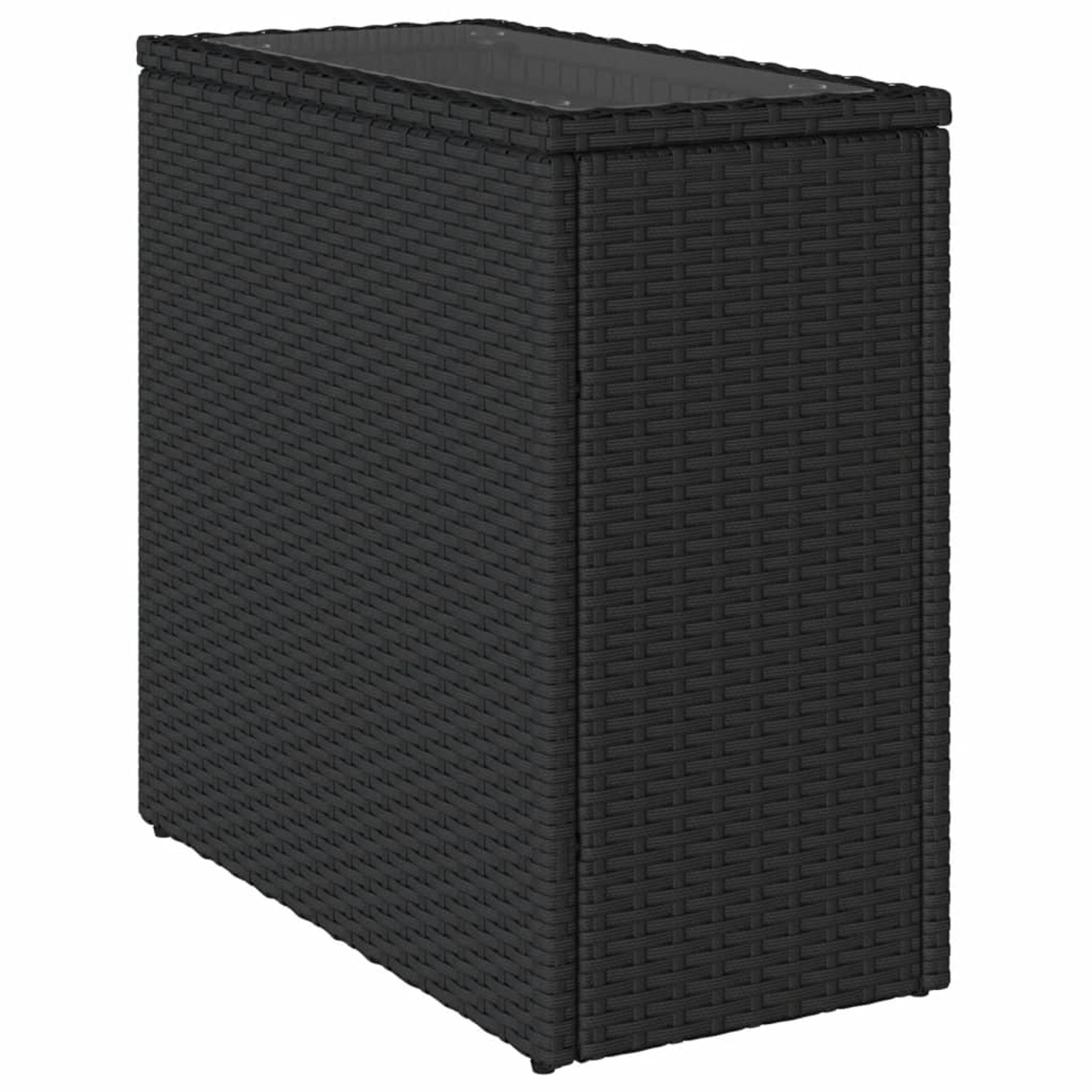vidaXL Garten-Beistelltisch mit Glasplatte Schwarz 58x27,5x55cm Rattan 3659 günstig online kaufen