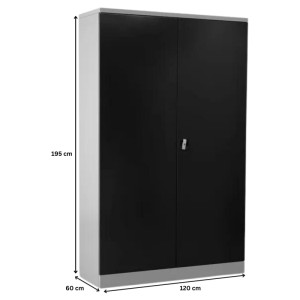 PROREGAL Stahlschrank, 195x120x60 cm, mit 6 Fachböden, grau/anthrazit. Büroschrank für mehr Stauraum.