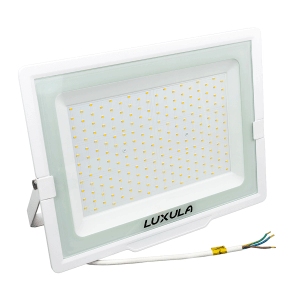 LUXULA LED Strahler 200W 20000lm Fluter 3000K Warmweiß Flutlichtstrahler Slim Design Außenstrahler IP65 Wetterfest und Robuster Baustrahler Weiß
