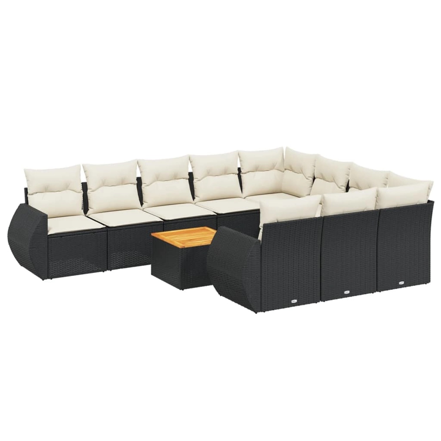 vidaXL 11-Tlg Garten-Sofagarnitur mit Kissen Schwarz Poly Rattan 3257512 günstig online kaufen