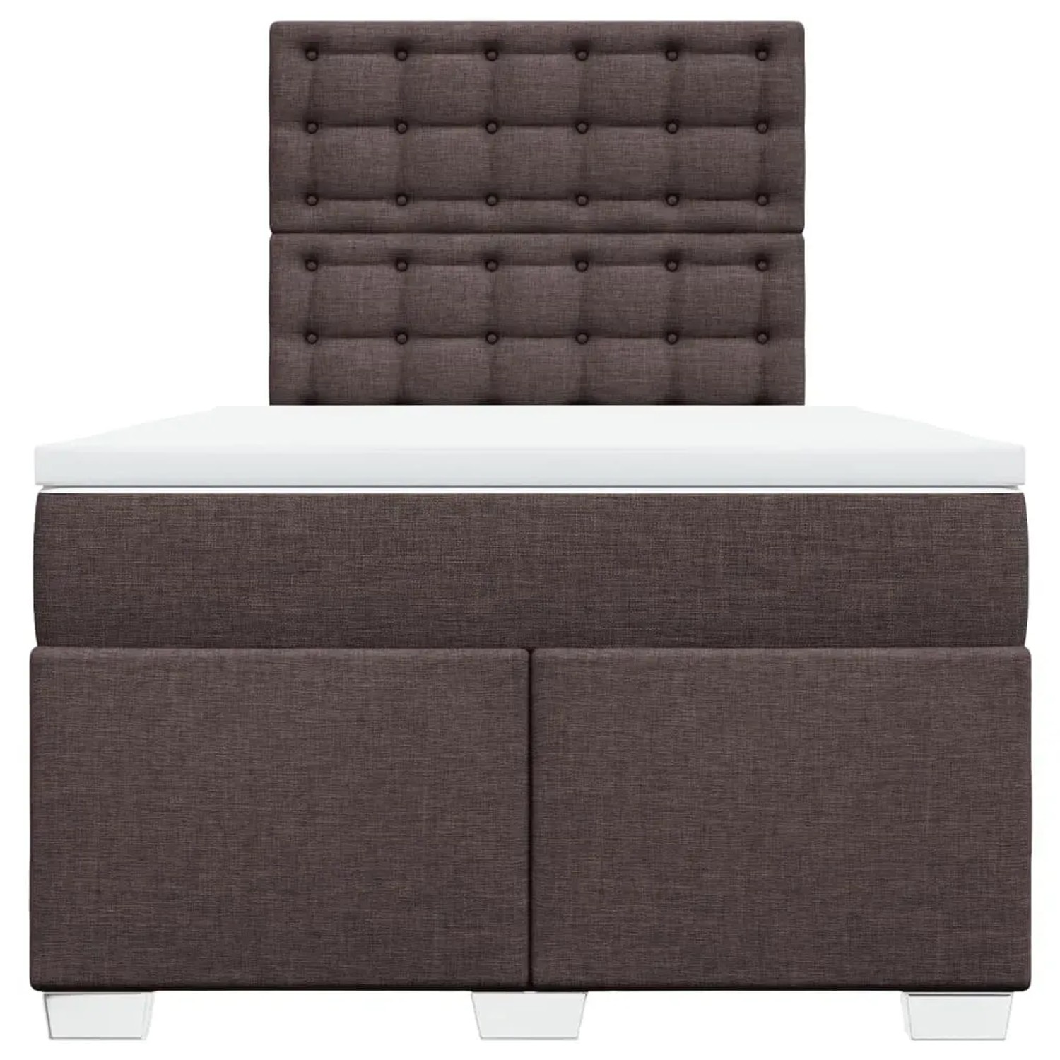 Dunkelbraunes vidaXL Boxspringbett 120x200 cm mit Matratze und gestepptem Kopfteil.