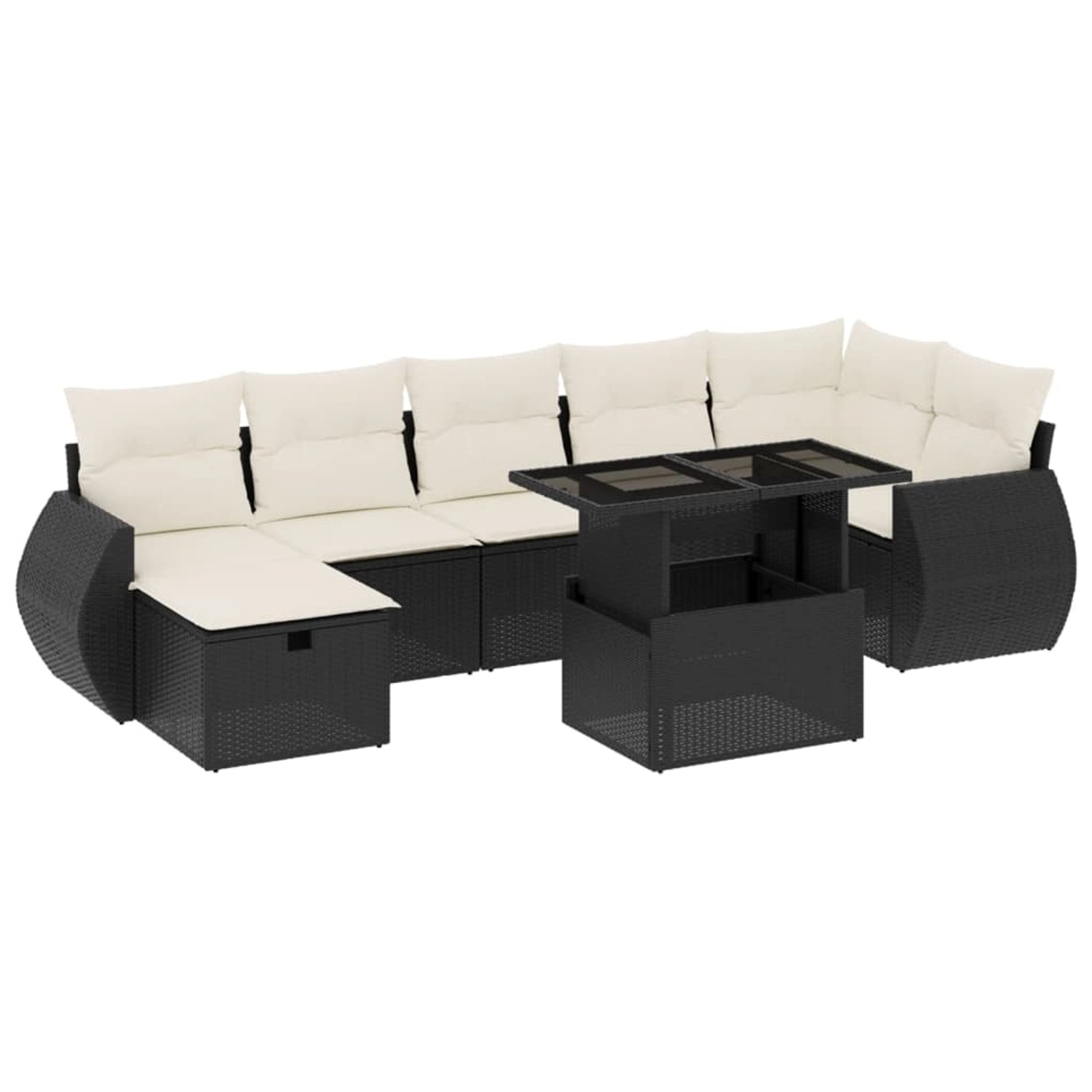 vidaXL 8-Tlg Garten-Sofagarnitur mit Kissen Schwarz Poly Rattan 3275146 günstig online kaufen