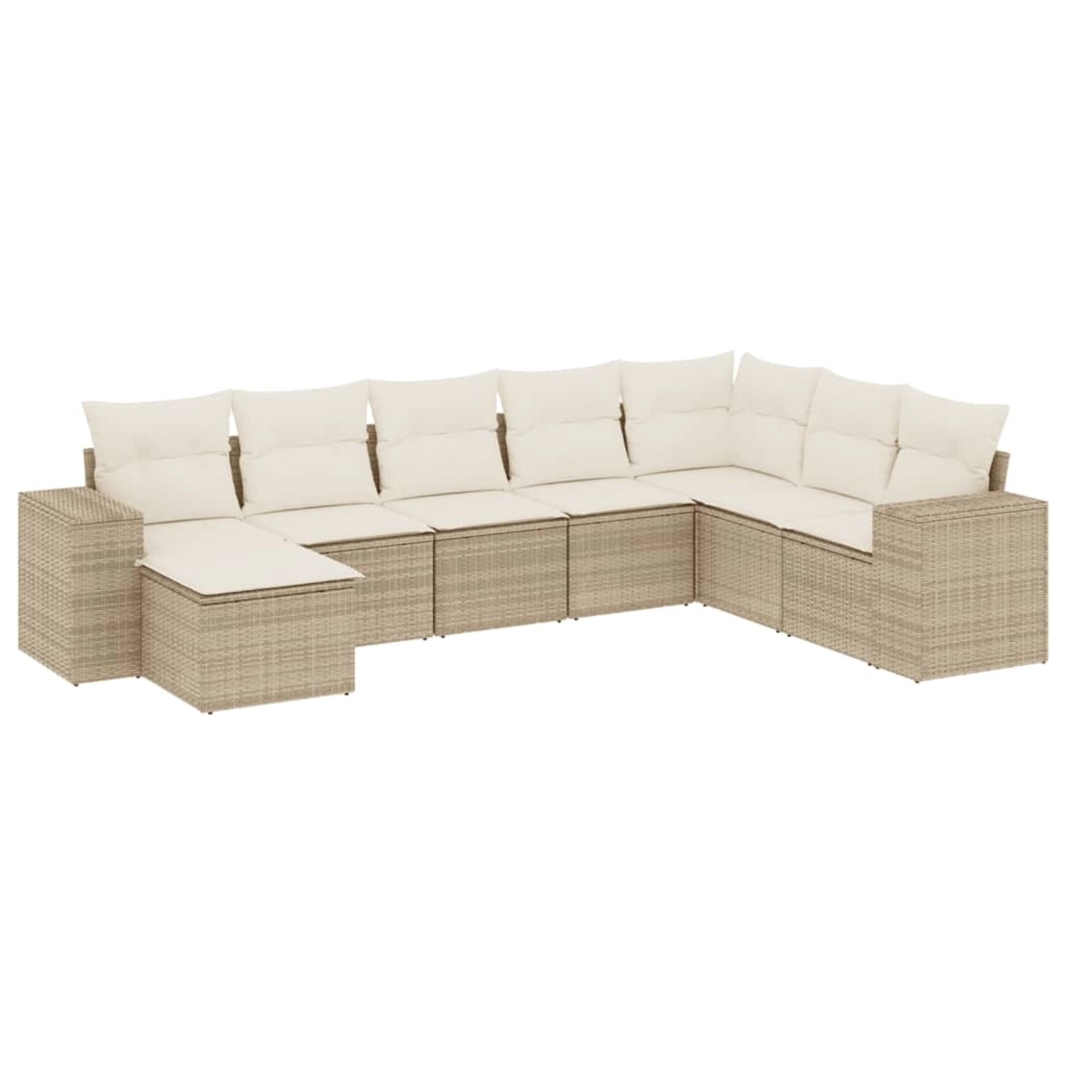 vidaXL 8-Tlg Garten-Sofagarnitur mit Kissen Beige Poly Rattan 3255295
