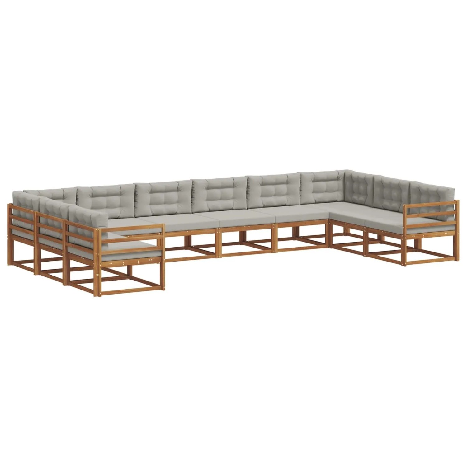 vidaXL Outdoor-Sofagarnitur mit Kissen 10-Tlg Natur und Hellgrau 3368224