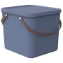 Horizontblaue Rotho Albula Multibox 40L mit Deckel und Tragegriffen. Aufbewahrungsbox für Ordnung.