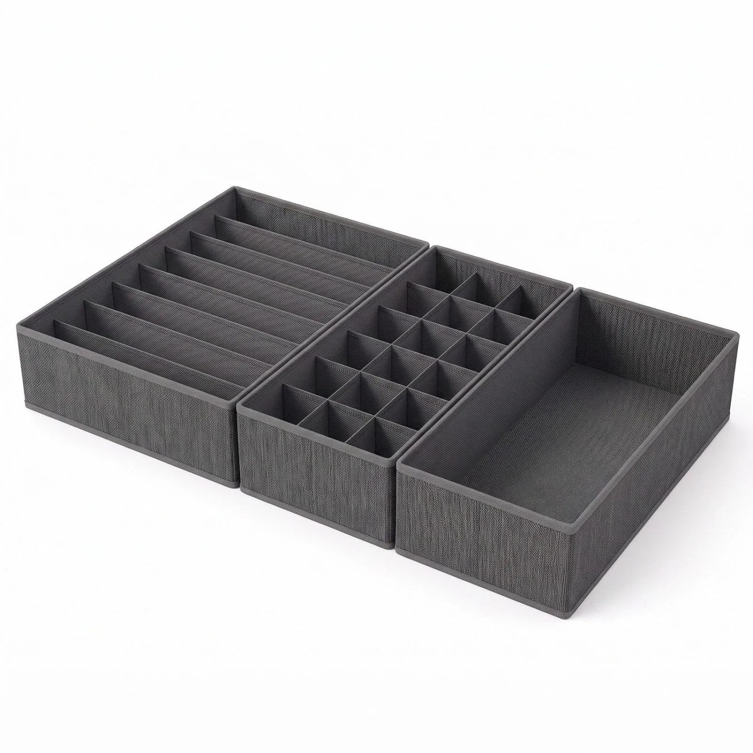 Sekey Aufbewahrungsbox Schubladen Organizer Box aus Vliesstoff Faltbare Stoffboxen 3er Set für MALM Kommode 2 x 19 x 41 x 11 cm 1 x 32 x 41 x 11 cm
