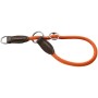 Orangefarbene Hunter Freestyle Dressurhalsung aus Tau mit Lederapplikationen und Stoppring.