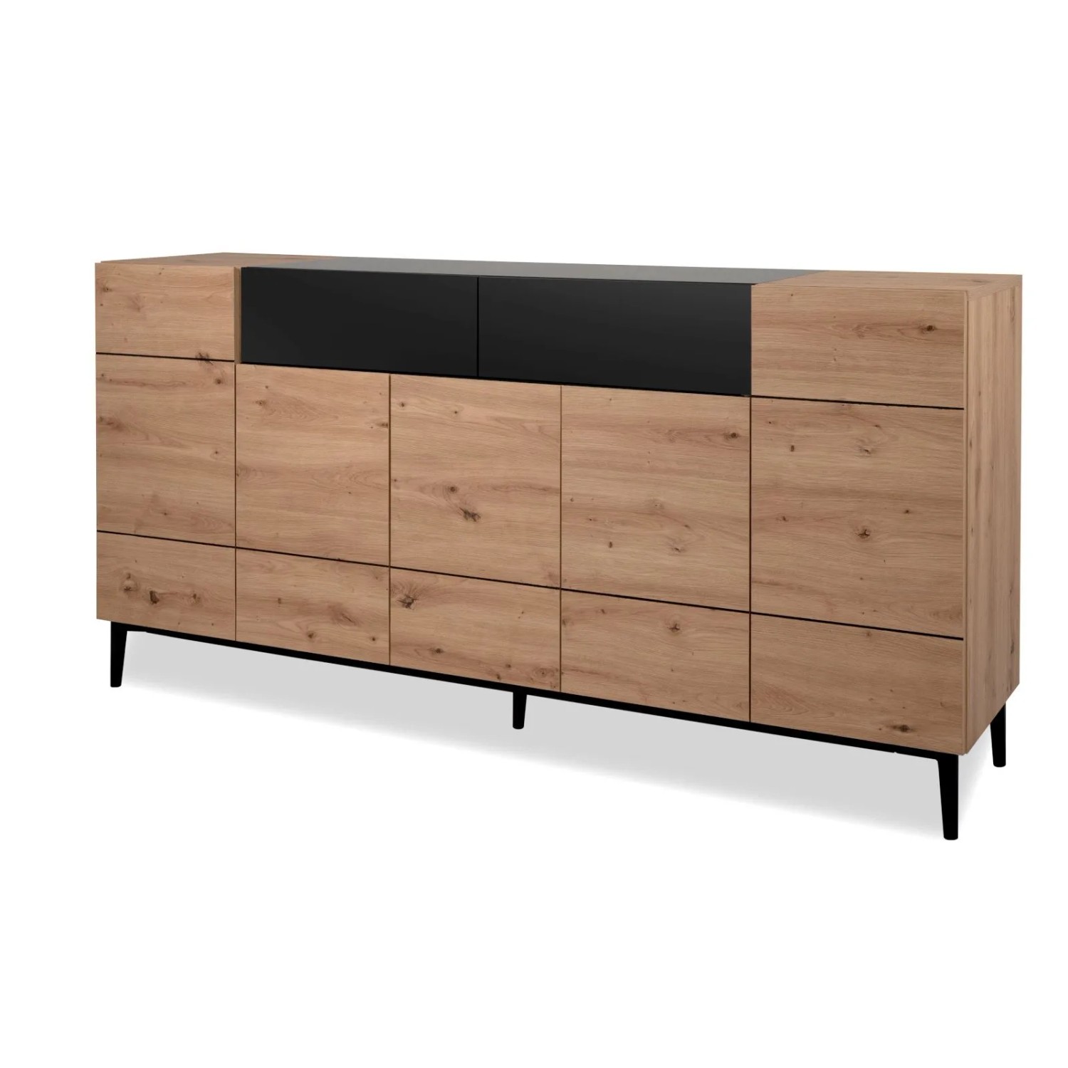 Furn.Design Sideboard Eiche Artisan und Schwarz 180 cm 5-Türig Viel Stauraum Liam