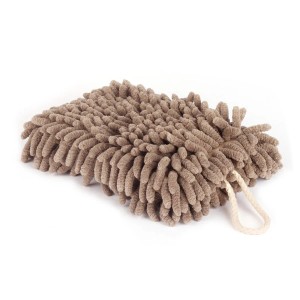 STAHLWERK Autowaschhandschuh aus Mikrofaser, beige, mit Schlaufe für Autopflege.