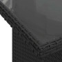 Detailansicht: Schwarzes vidaXL Garten-Sofa-Set aus Poly Rattan mit Glasplatte.
