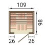 Grundriss der Weka Infrarotkabine Ranua 1 mit Maßen. Ideal für die Planung Ihrer neuen Infrarotkabine.