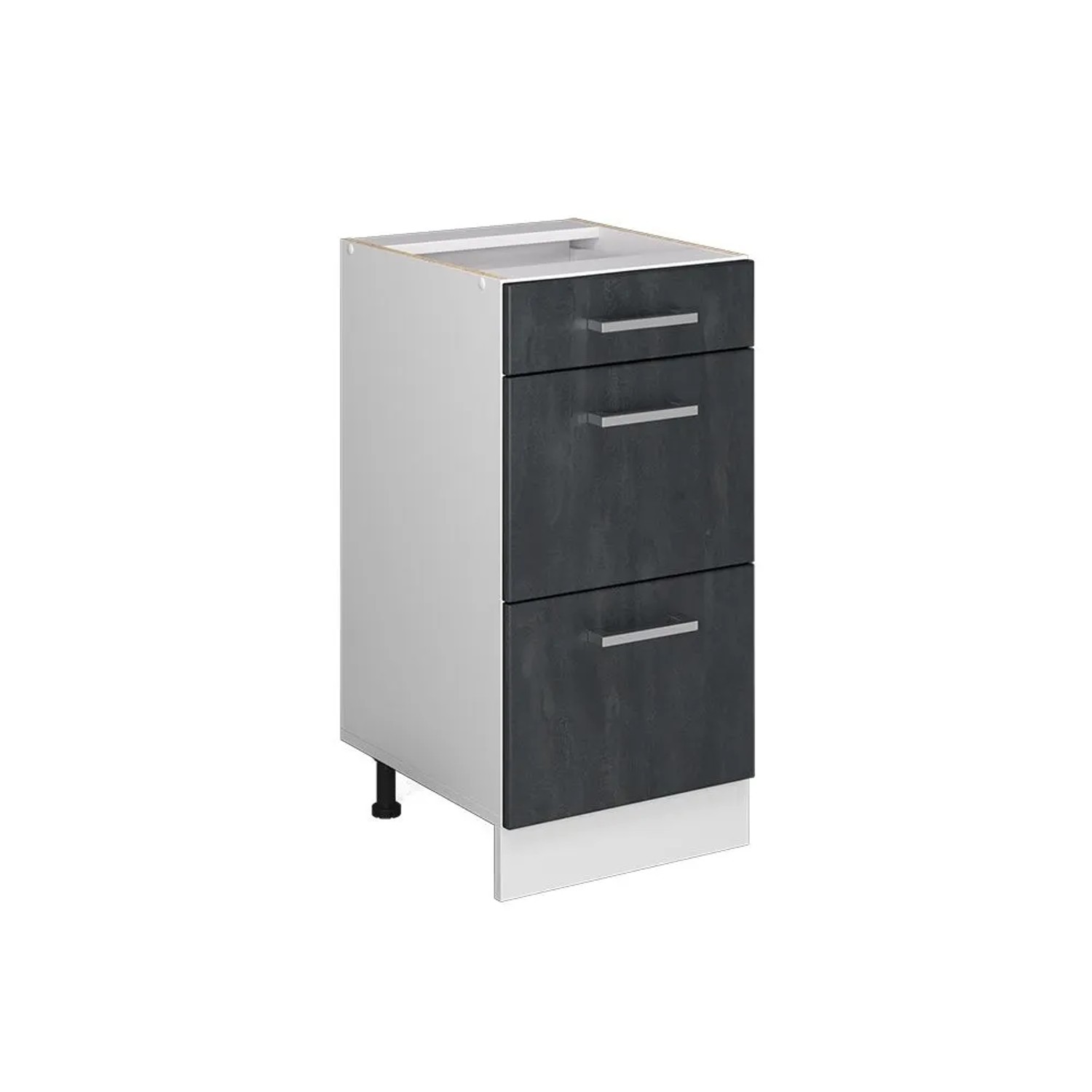 Vicco Küchenunterschrank R-Line Schwarz Beton 40 cm ohne Arbeitsplatte mit Weiß Korpus Opt2