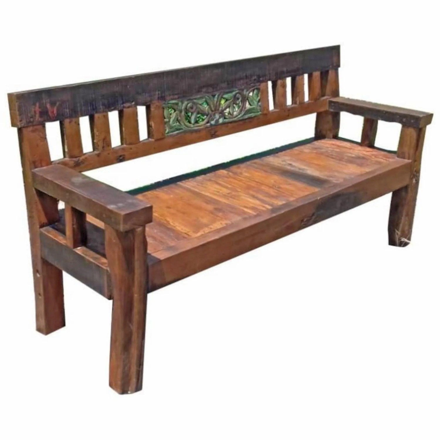 DELUKE Gartenbank MIKKO 4-Sitzer 180cm Breit Teak Dunkelbraun Terrassenbank Wetterfest Sitzbank Outdoor Bank