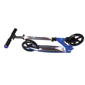 Blauer Muuwmi Aluminium Scooter Tretroller mit 205 mm Rollen, höhenverstellbar und GS-geprüft.