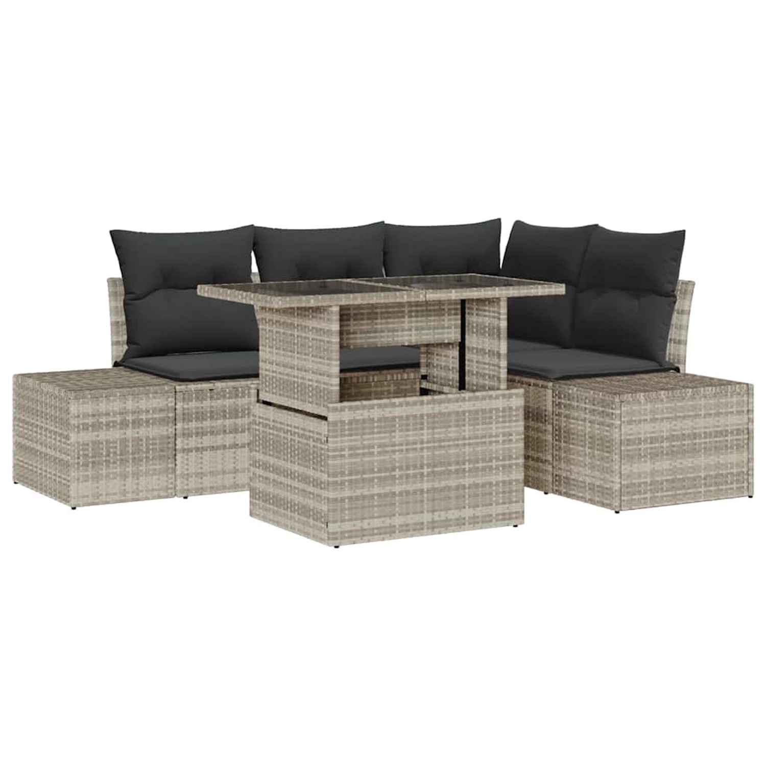 vidaXL Garten-Sofa-Set mit Speicher 5-Tlg Hellgrau Poly Rattan 3357915 günstig online kaufen