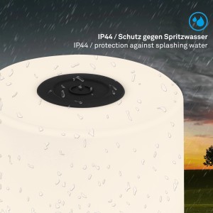 Brilo Akku-Tischleuchte Smal Schwarz, spritzwassergeschützt (IP44) im Aussenbereich.