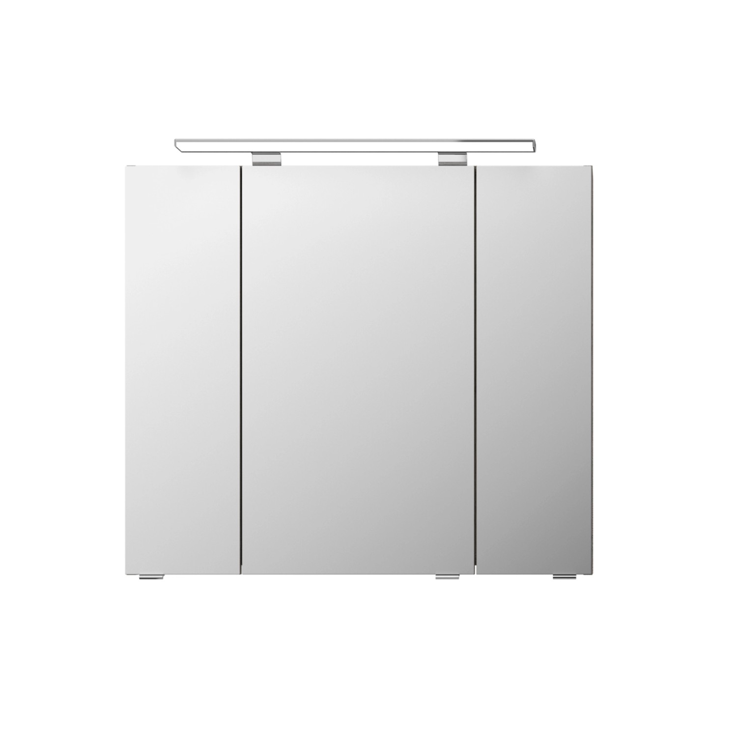 Pelipal Spiegelschrank Serie 4010, Graphit, 80 cm breit, mit drei Spiegeltüren und Aufsatzleuchte.