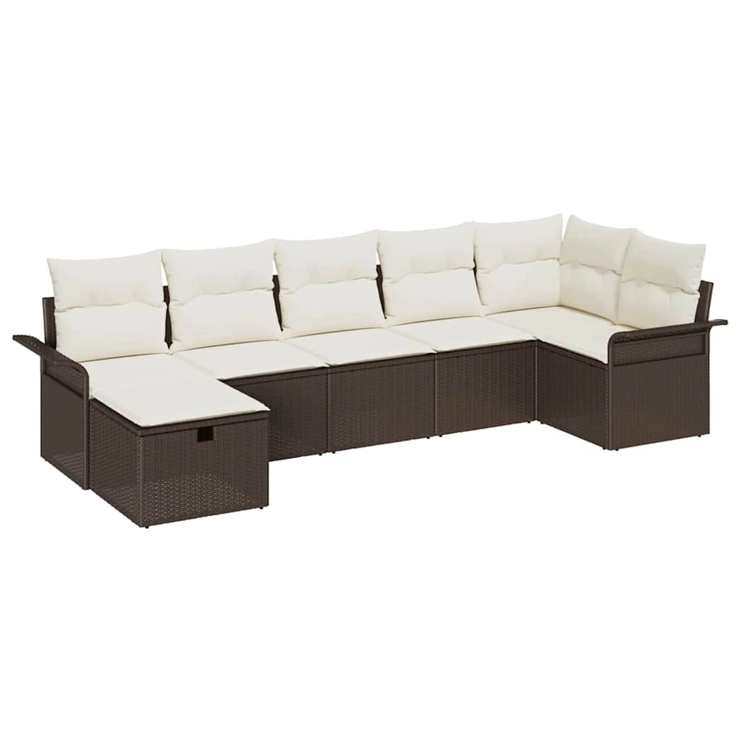 vidaXL Garten-Sofa-Set mit Kissen mit Speicher 7-Tlg Braun Poly Rattan 3360 günstig online kaufen