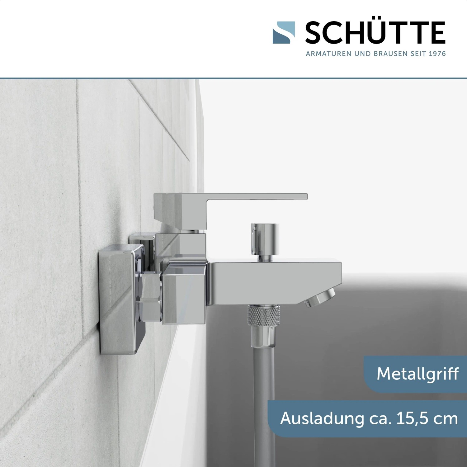 Schütte Wannenarmatur Tokyo II Chrom, Aufputz-Wannenfüller mit Brauseanschluss.