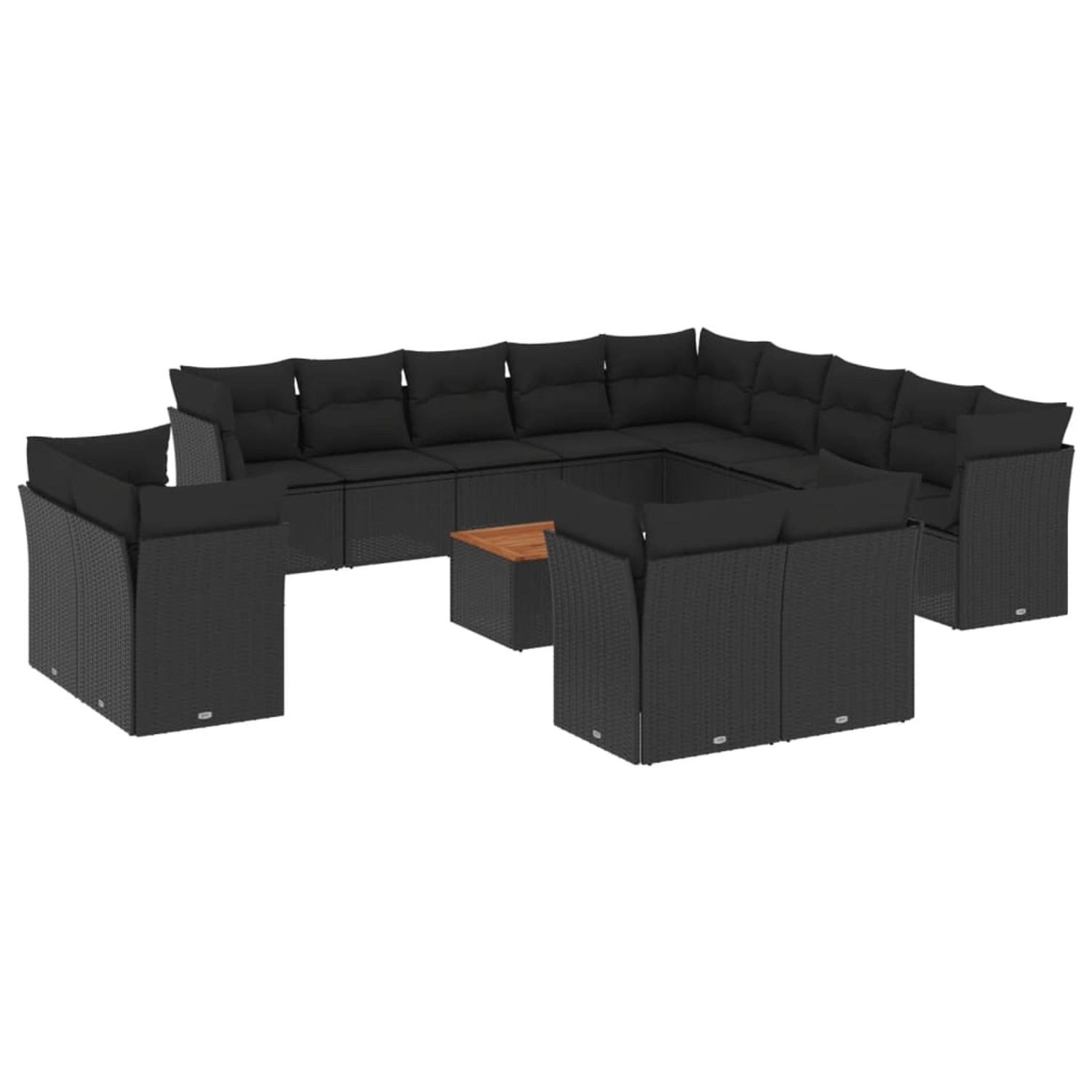 vidaXL 14-Tlg Garten-Sofagarnitur mit Kissen Schwarz Poly Rattan 3256286 günstig online kaufen