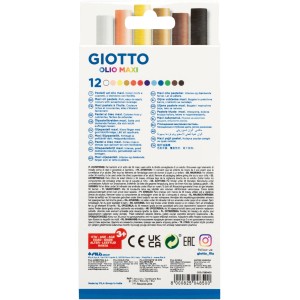 Giotto Öl-Pastellkreiden, 12 Farben im Set. Stifte für Künstler und Hobby.