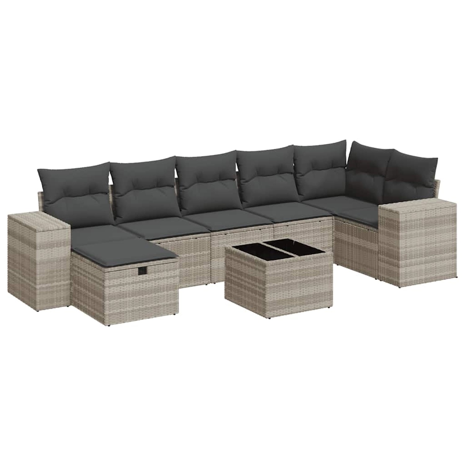 vidaXL 8-Tlg Garten-Sofagarnitur mit Kissen Hellgrau Poly Rattan 3325718 günstig online kaufen