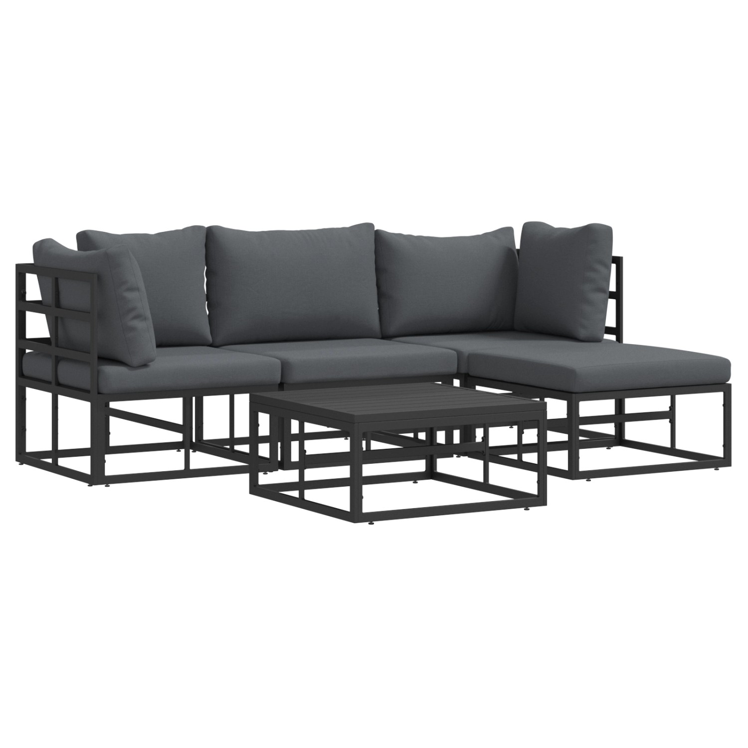 vidaXL Garten-Sofa-Set mit Kissen 5-Tlg Schwarz Aluminium 3378861 günstig online kaufen