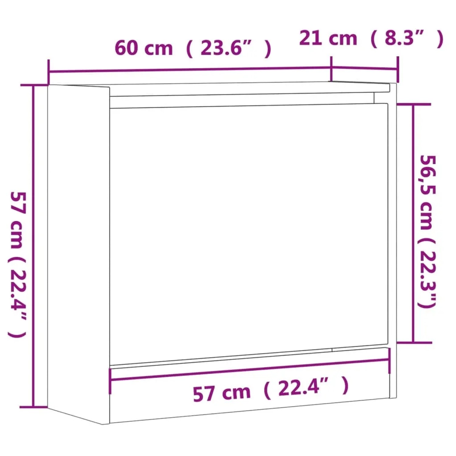 vidaXL Schuhregal Sonoma-Eiche 60x21x57 cm Holzwerkstoff 839884_9