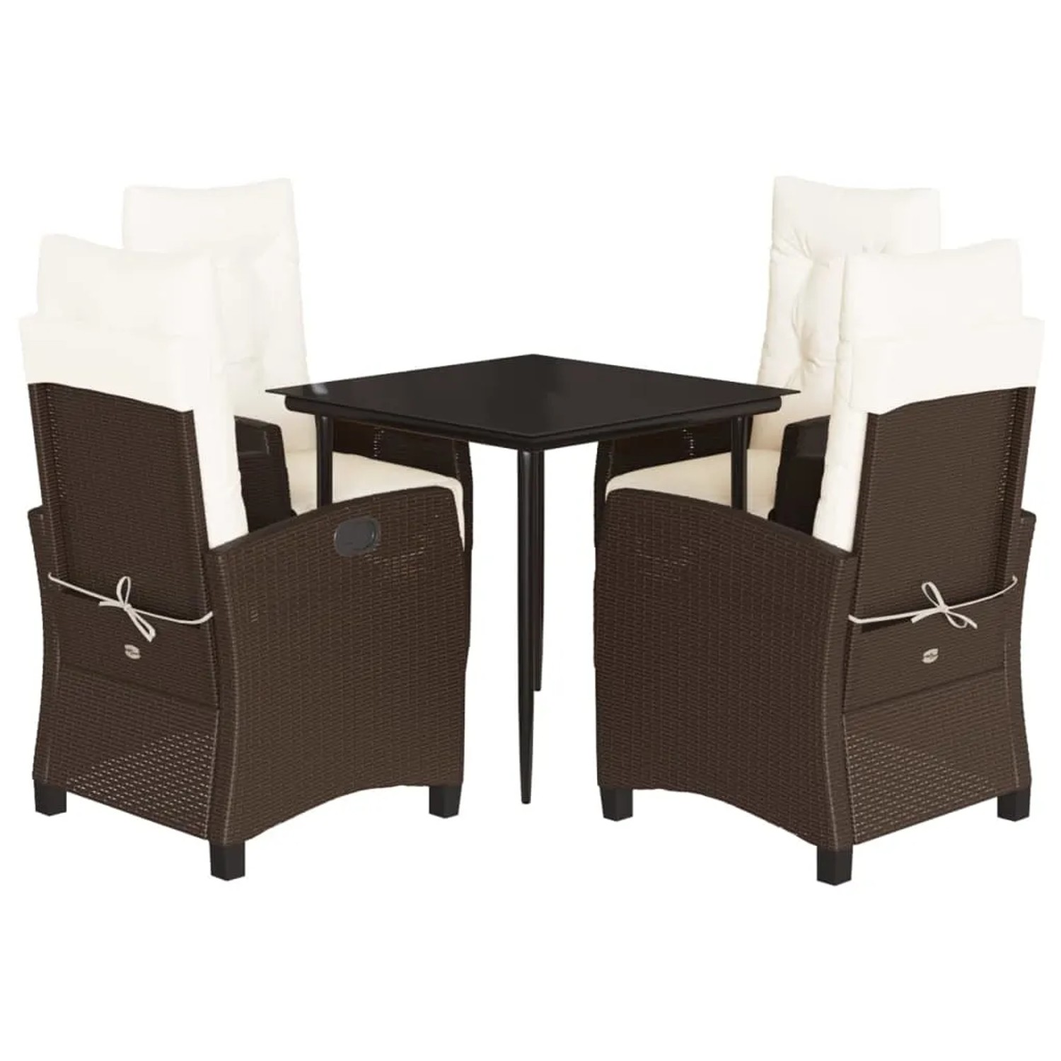 vidaXL 5-Tlg Garten-Essgruppe mit Kissen Braun Poly Rattan 3212975