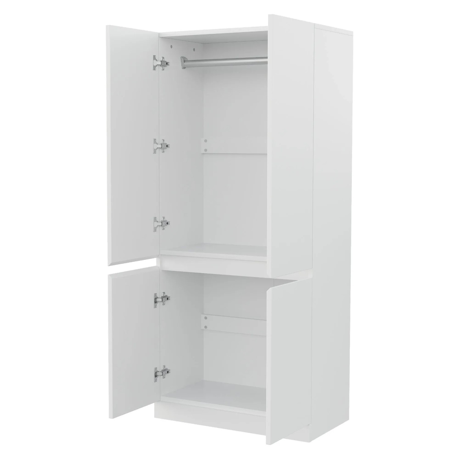 okwish Kleiderschrank mit Doppeltür Staufächern 70x170x40cm Weiß