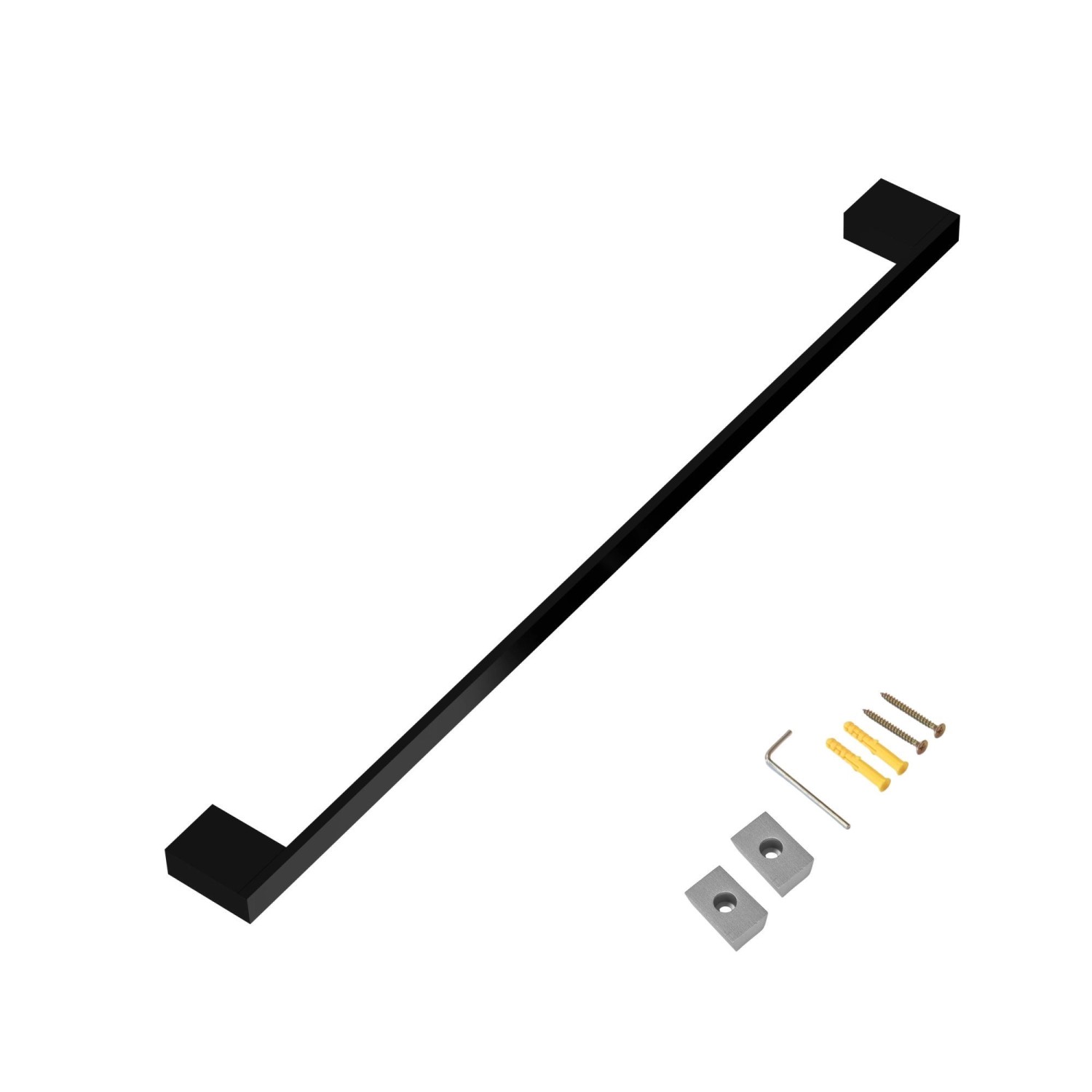 Schwarzer kalb Badetuchhalter Lenn, 80cm, Aluminium, zur Wandmontage mit Zubehör.