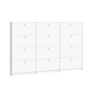 Weißer ebuy24 Escape Schuhschrank mit 12 Klappen für ca. 36 Schuhe.