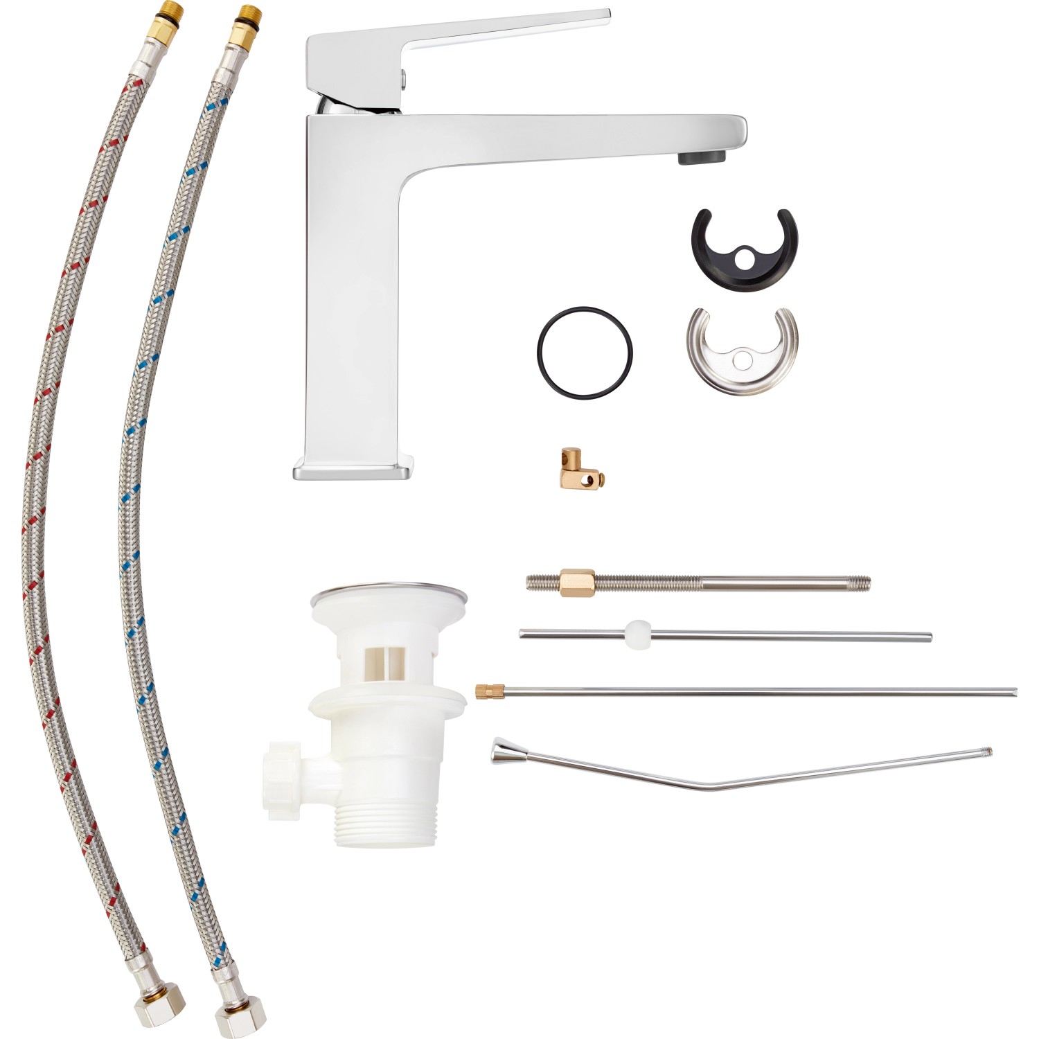 baliv Waschtischarmatur WT-640 Chrom mit Zubehör und Anschlussschläuchen.
