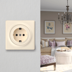 OneKeyElectro Schuko Steckdose mit Florence Abdeckrahmen Beige