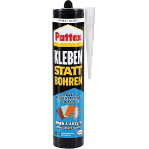 Pattex Montagekleber, 450g Kartusche, zum Kleben statt Bohren für Innen & Außen.