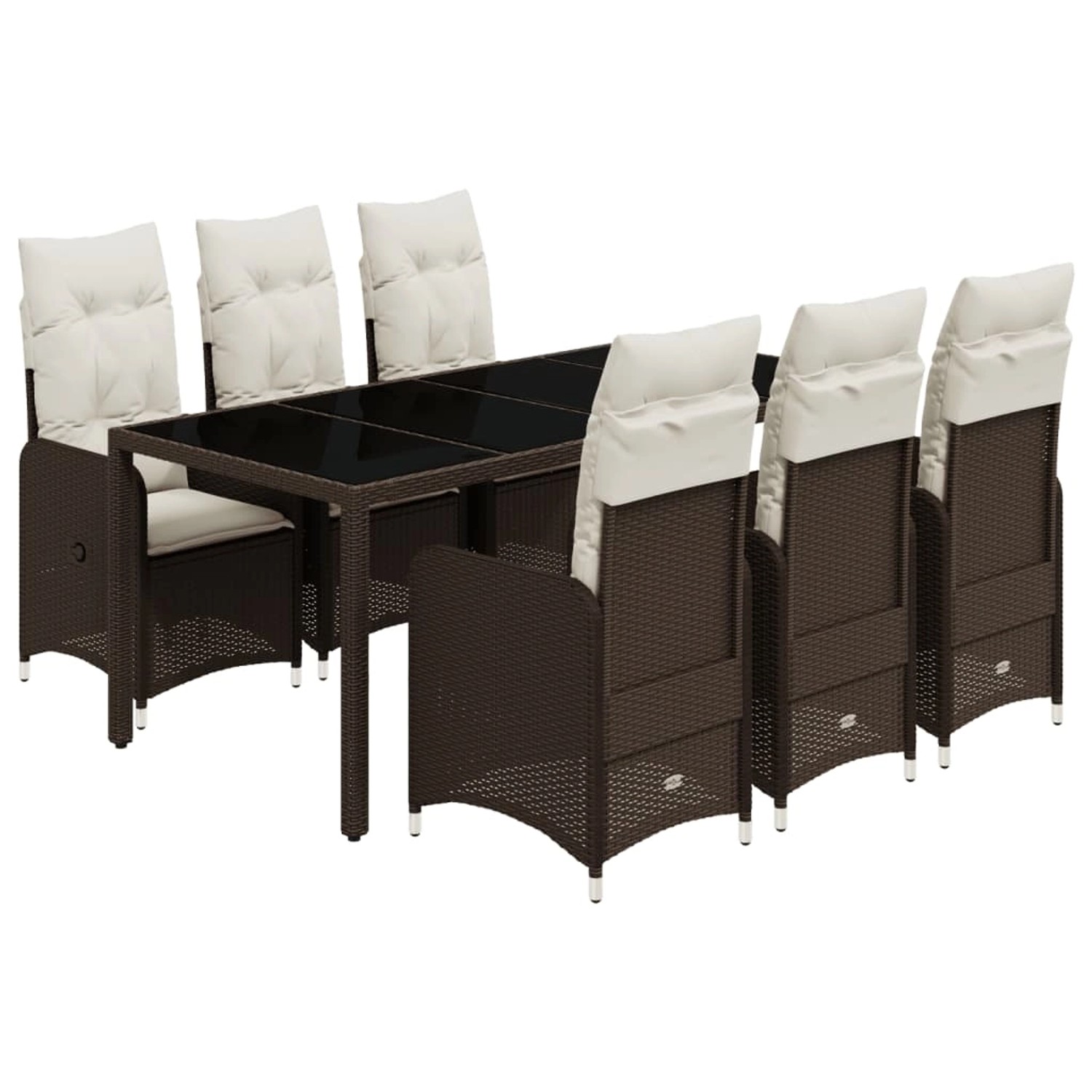 Thumbnail - vidaXL 7-tlg Garten-Bistro-Set mit Kissen Braun Poly Rattan Modell 1