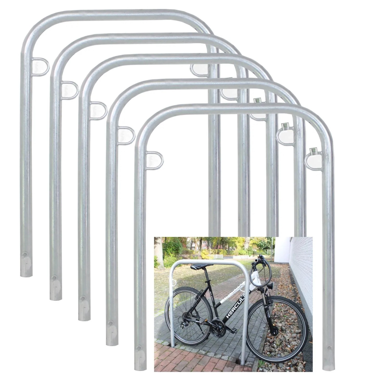 TRUTZHOLM 5x Fahrradanlehnbügel 114 x 78 cm Stahl Durchmesser 49mm Typ U