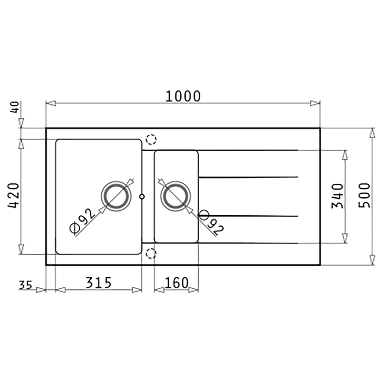 Pyramis Pyragranitespüle Athlos 1 1/2B 1D 100 cm x 50 cm Volcano_2