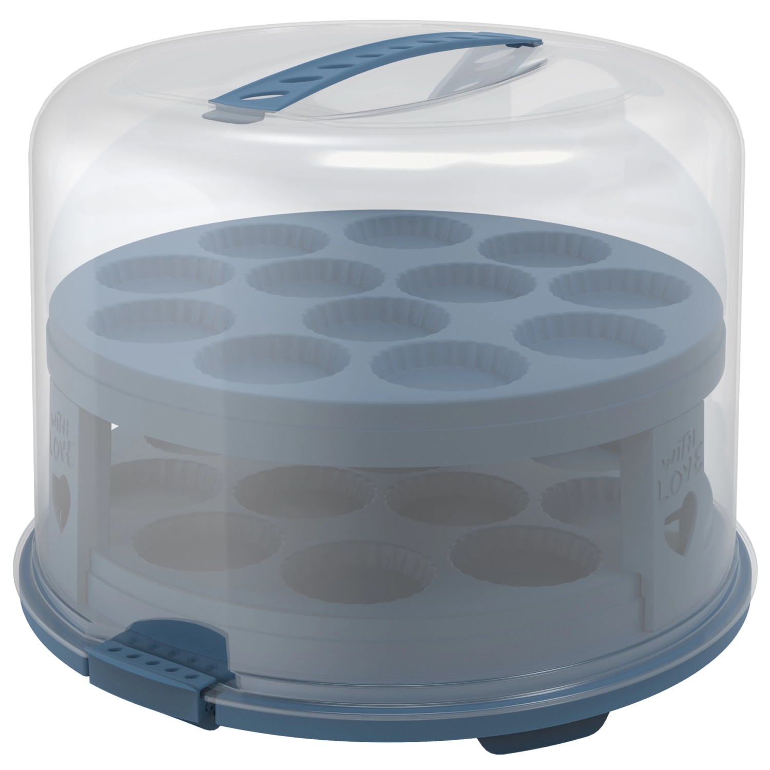 Rotho Tortenglocke mit Trays Fresh XL 26 cm Horizontblau