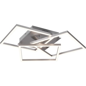 Dimmbare LED-Deckenleuchte Mobile in Nickel matt mit geometrischem Design für Wohn- und Schlafzimmer.