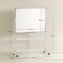 Weißes, fahrbares HOMCOM Whiteboard aus Metall mit Aluminiumrahmen und Maßangaben.