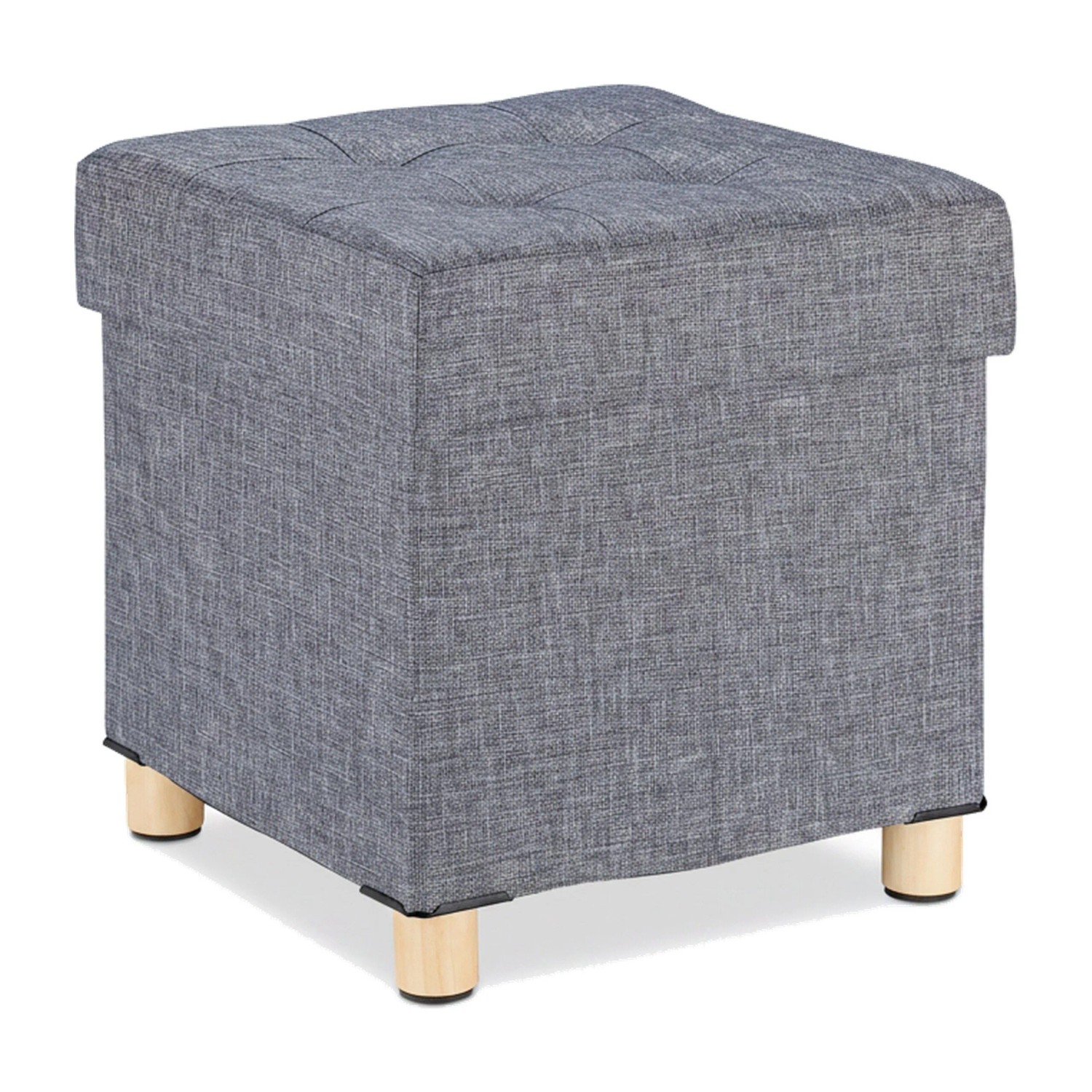 Relaxdays Sitzhocker mit Stauraum MDF Stoff Schaumstoff Holz Dunkelgrau Belastbar 40 cm x 38 cm x 38 cm