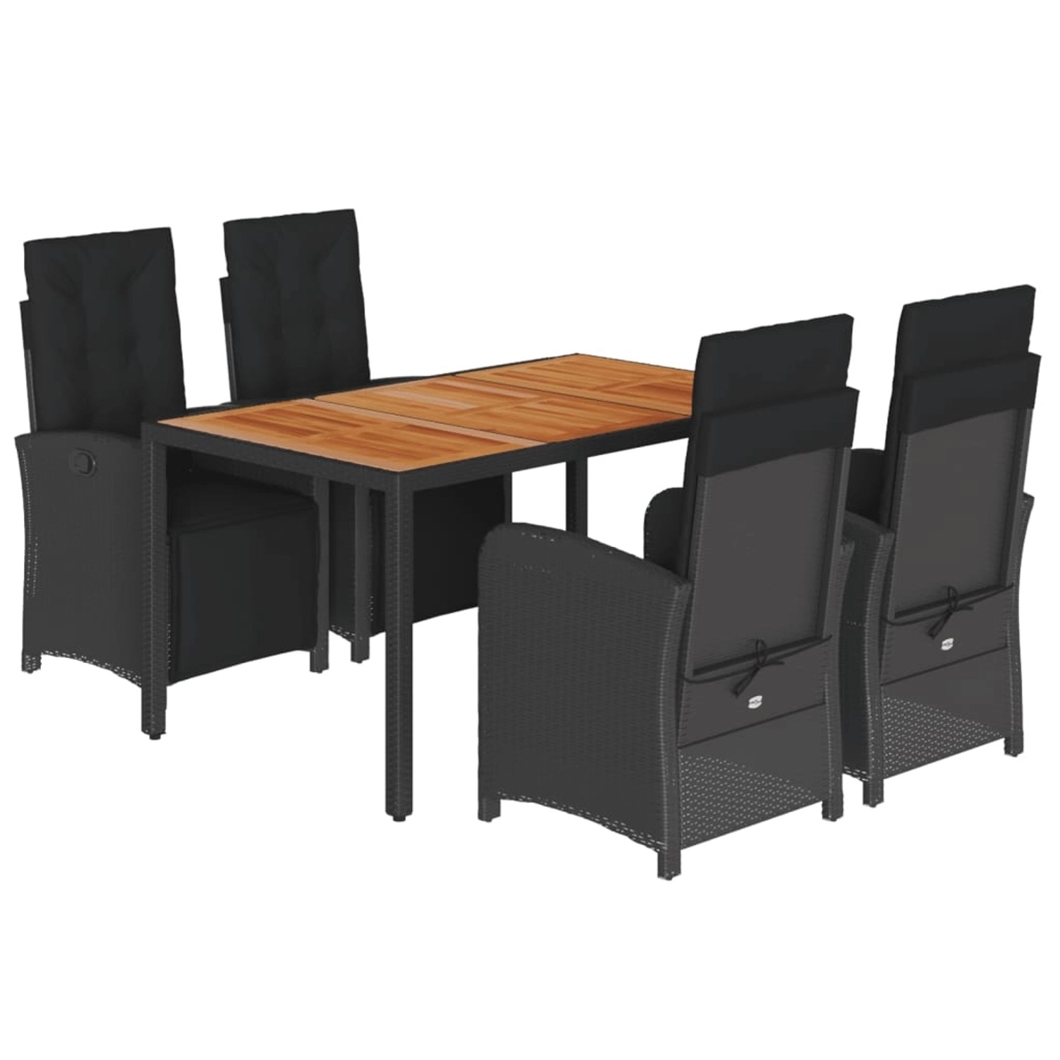 vidaXL 5-Tlg Garten-Essgruppe mit Kissen Schwarz Poly Rattan 3212476 günstig online kaufen